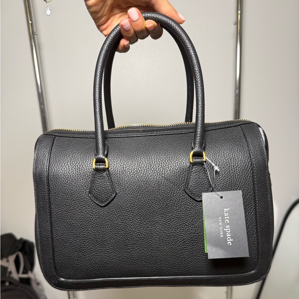 Kate Spade Black Pebbled Leather Bag with Gold Accents